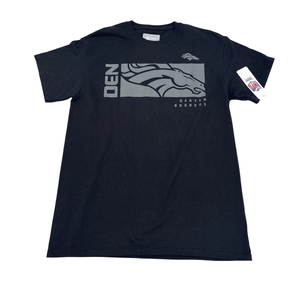 NFL Team Apparel Denver Broncos Mens Black Graphic T-Shirt Size Medium NWT